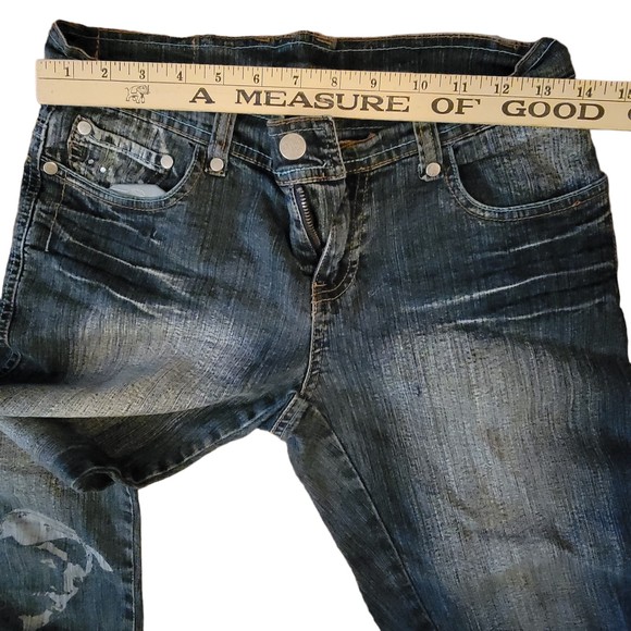 Makaveli Womens Blue Regular Fit Mid Wash Low Rise Denim Straight Jeans Size 5 - Picture 6 of 12